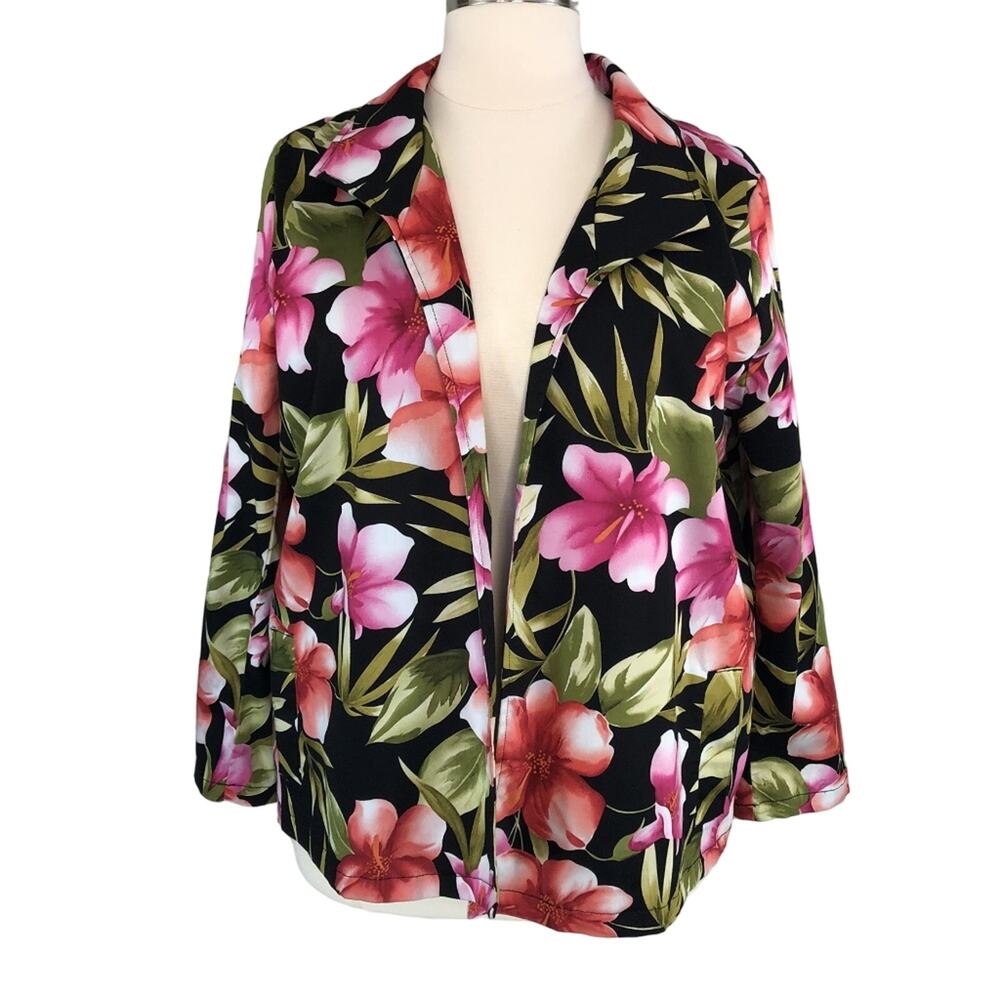 Sunset Cove Open Jacket Blazer Lined Big Floral Size 2X